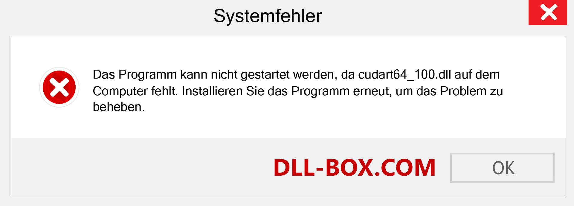 cudart64_100.dll-Datei fehlt?. Download für Windows 7, 8, 10 - Fix cudart64_100 dll Missing Error unter Windows, Fotos, Bildern